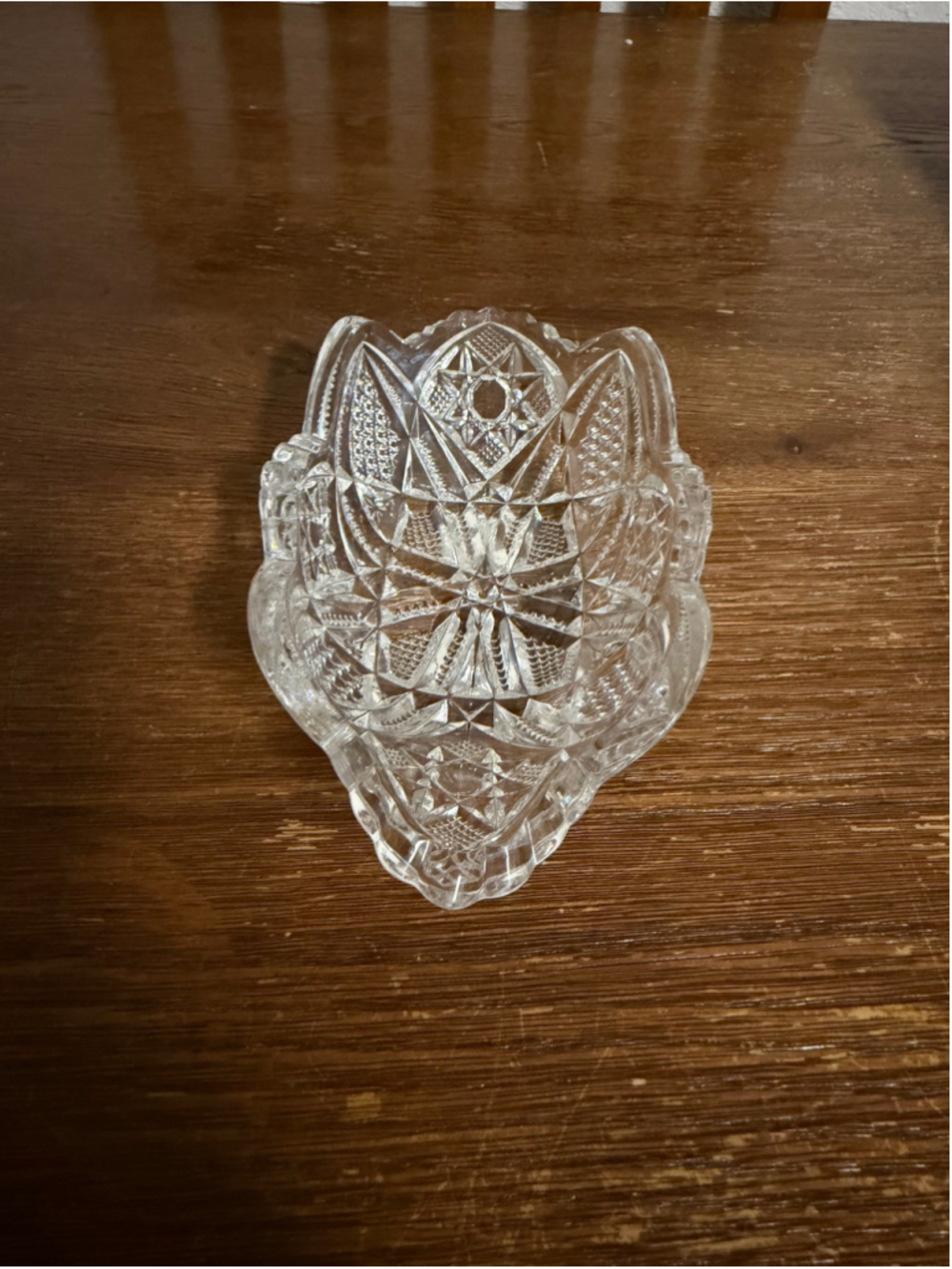 Vintage Clear Pressed Glass Canoe Banana Boat Dish Starburst Fan 6” Ornate